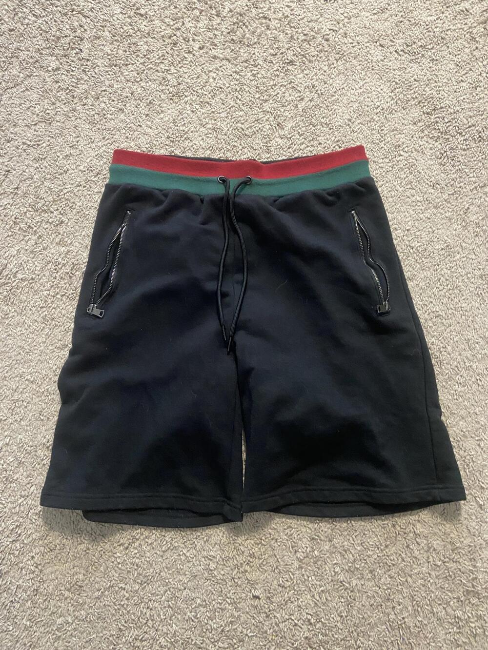 Bascom Projects Sweat Shorts Mens XL Black Drawstring Elastic Waist Zip Pockets